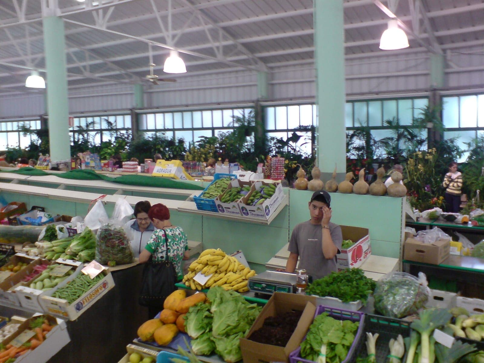 Puesto de frutas y verduras de temporada en un mercado agrícola del norte de Gran Canaria
